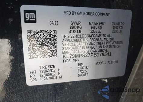 2023 Chevrolet Trailblazer Fwd Lt from USA, damaged, VIN KL79MPS27PB179541